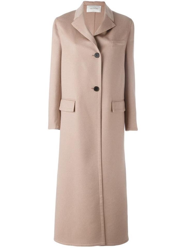 Valentino Single Breasted Long Coat - Neutrals