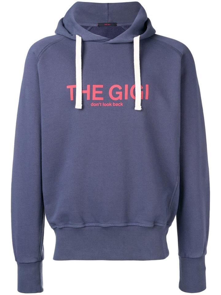The Gigi Logo Printed Drawstring Hoodie - Blue