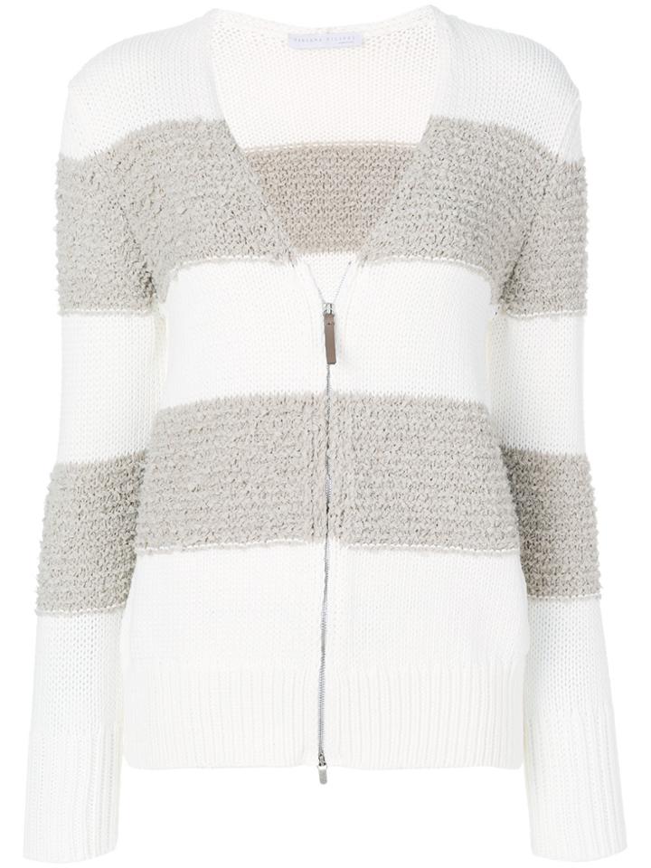 Fabiana Filippi Striped Zipper Cardigan - White