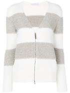 Fabiana Filippi Striped Zipper Cardigan - White