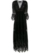 Temptation Positano Embroidered Flared Maxi Dress - Black