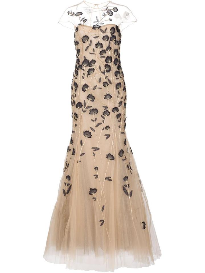 Carolina Herrera Embroidered Gown Dress