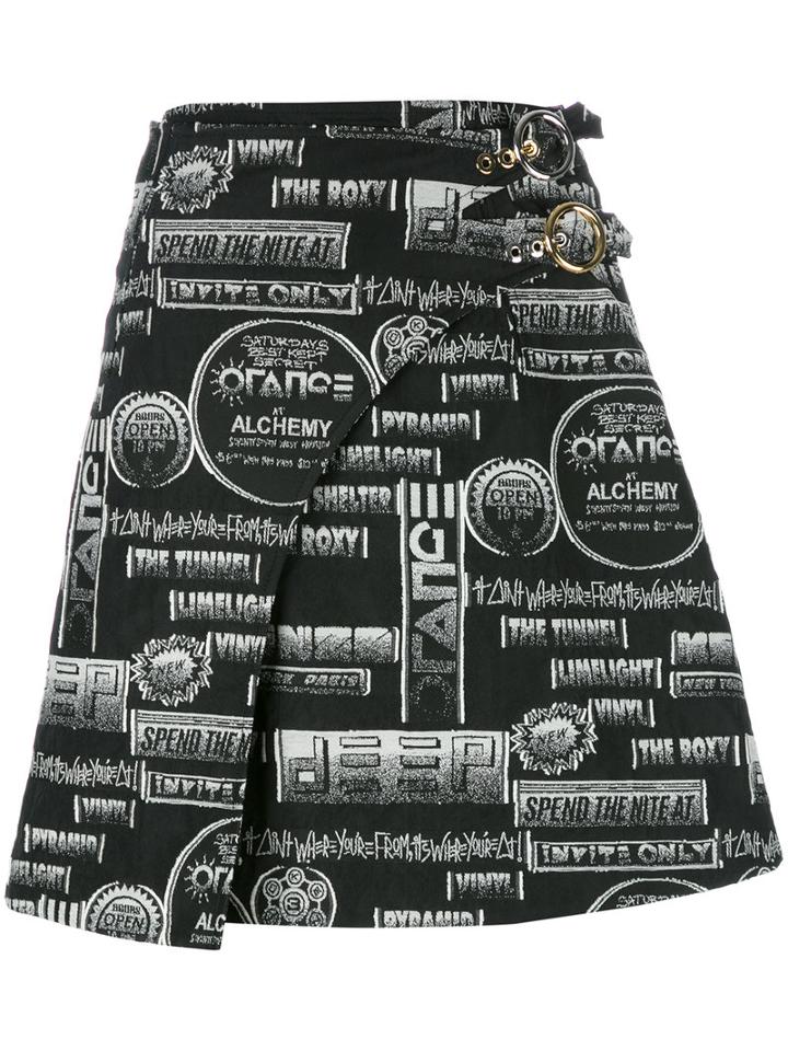 Kenzo Flyer Wrap Skirt, Women's, Size: 34, Black, Cotton/polyester/acrylic/acetate