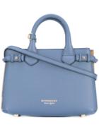 Burberry - Baby 'banner' Tote - Women - Cotton/calf Leather - One Size, Blue, Cotton/calf Leather