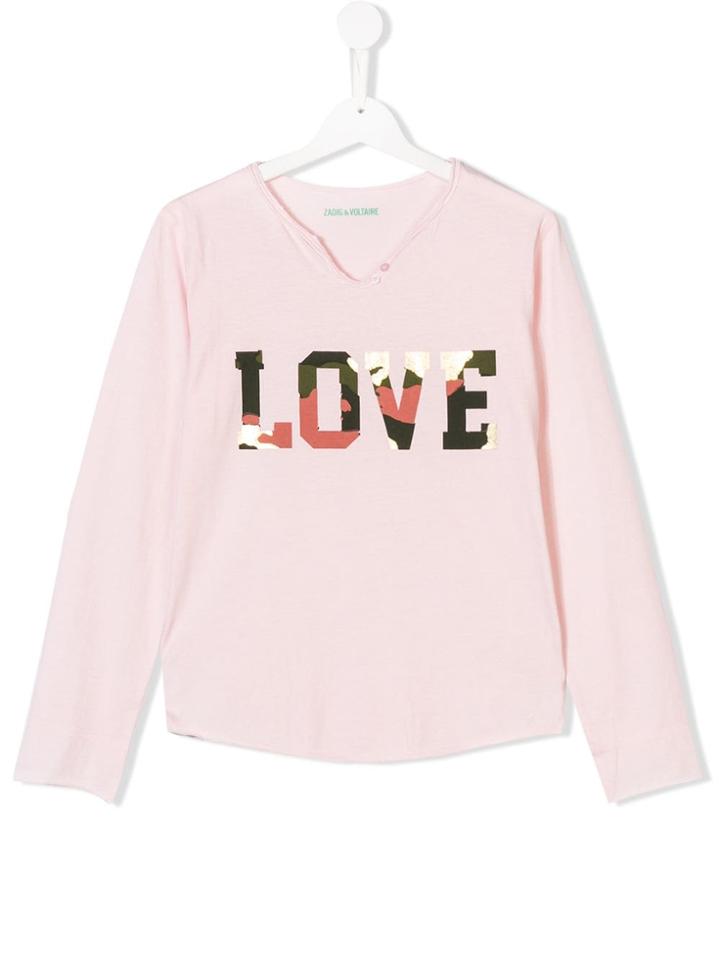 Zadig & Voltaire Kids Teen Love Print T-shirt - Pink & Purple