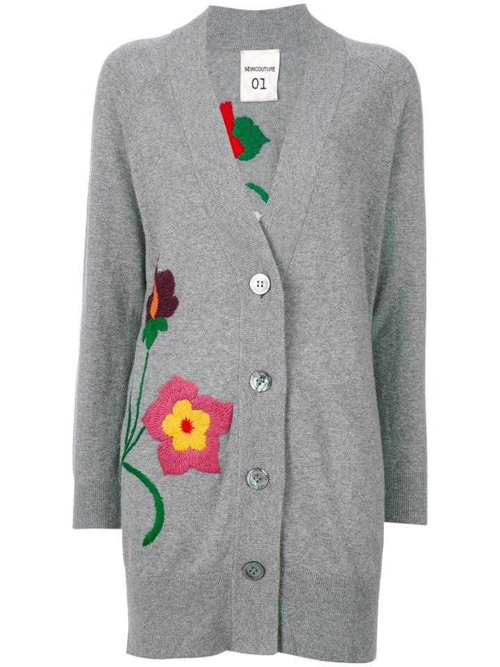 Semicouture Embroidered Cardigan - Grey