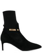 Moschino Sock-style Lettering Boots - Black