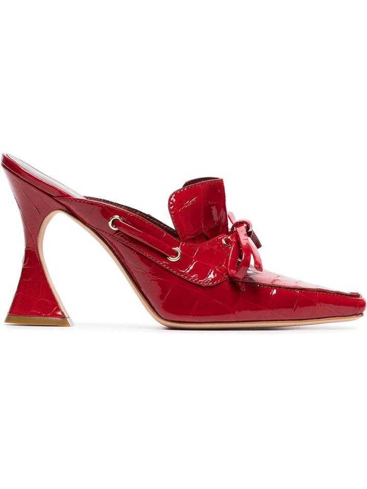Sies Marjan Red Patent Remi 100 Croc Boat Mules