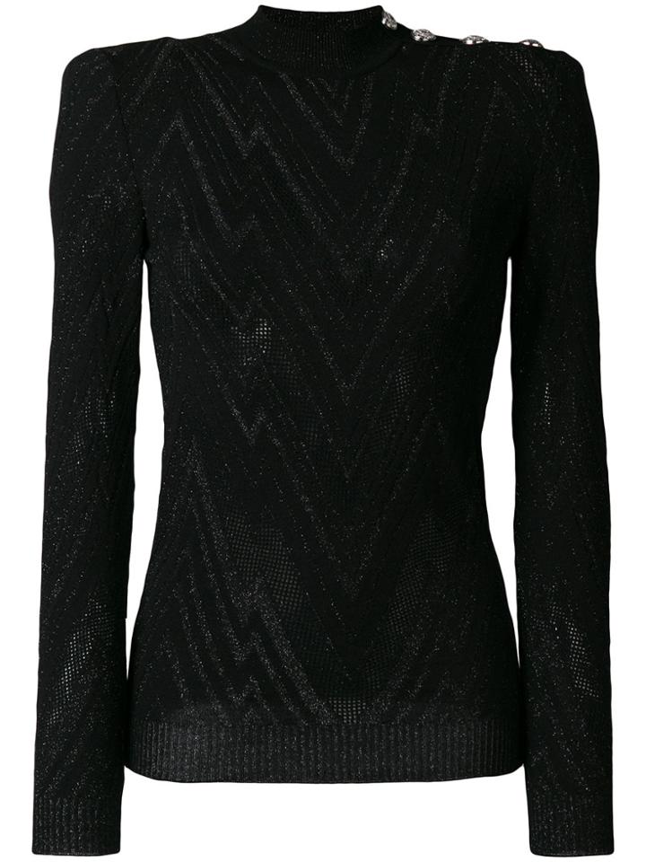 Balmain Metallic Effect Jumper - Black