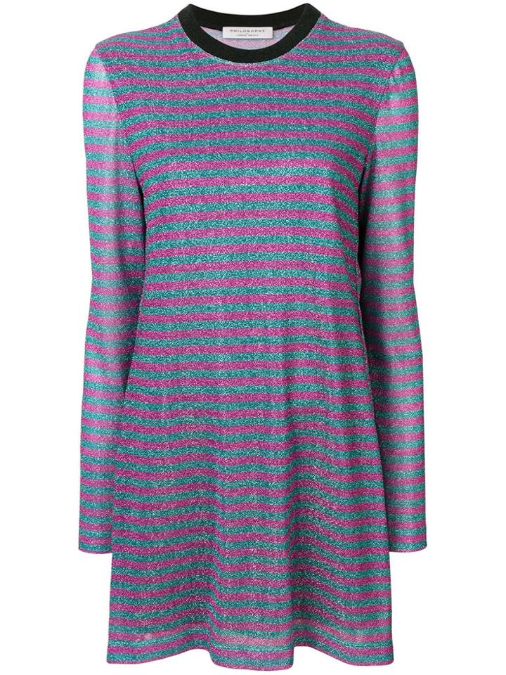 Philosophy Di Lorenzo Serafini Striped Jersey Dress - Blue