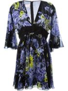 Giamba Flared Floral Print Dress, Women's, Size: 46, Black, Silk/cotton/viscose