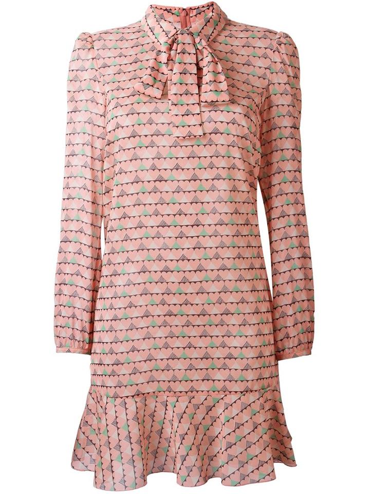 Red Valentino Heart Print Dress, Women's, Size: 40, Pink/purple, Polyester/silk/spandex/elastane