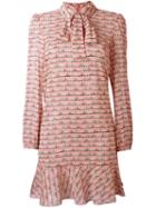 Red Valentino Heart Print Dress, Women's, Size: 40, Pink/purple, Polyester/silk/spandex/elastane