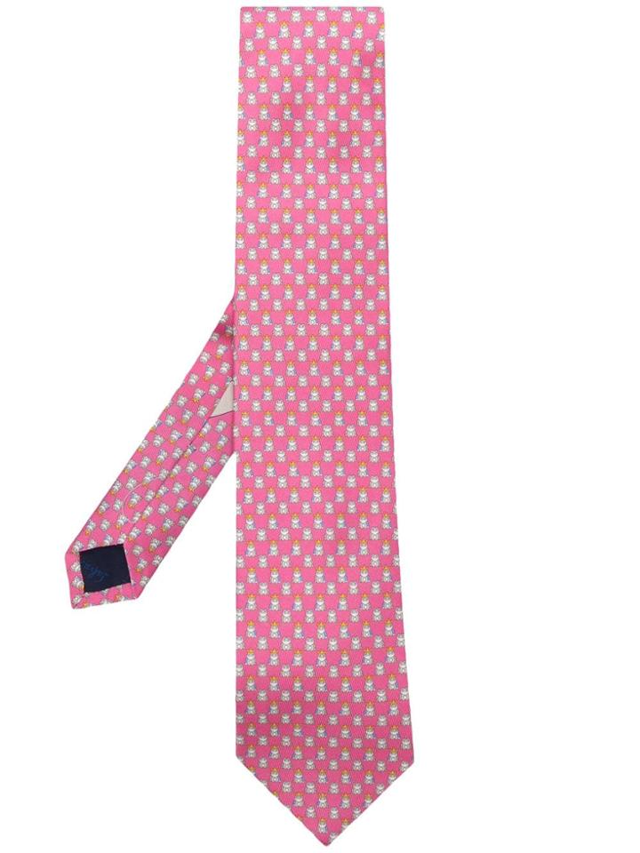 Salvatore Ferragamo Frog Print Tie - Pink