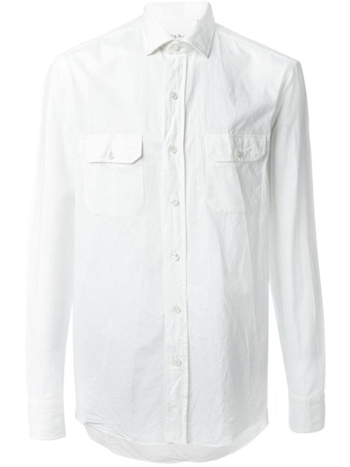 Salvatore Piccolo Patch Pocket Shirt, Men's, Size: 38, White, Cotton