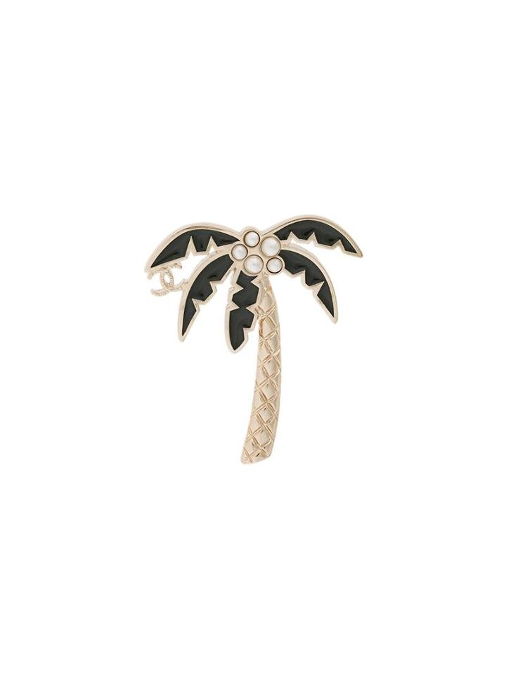 Chanel Vintage Palm Tree Brooch, Women's, Metallic