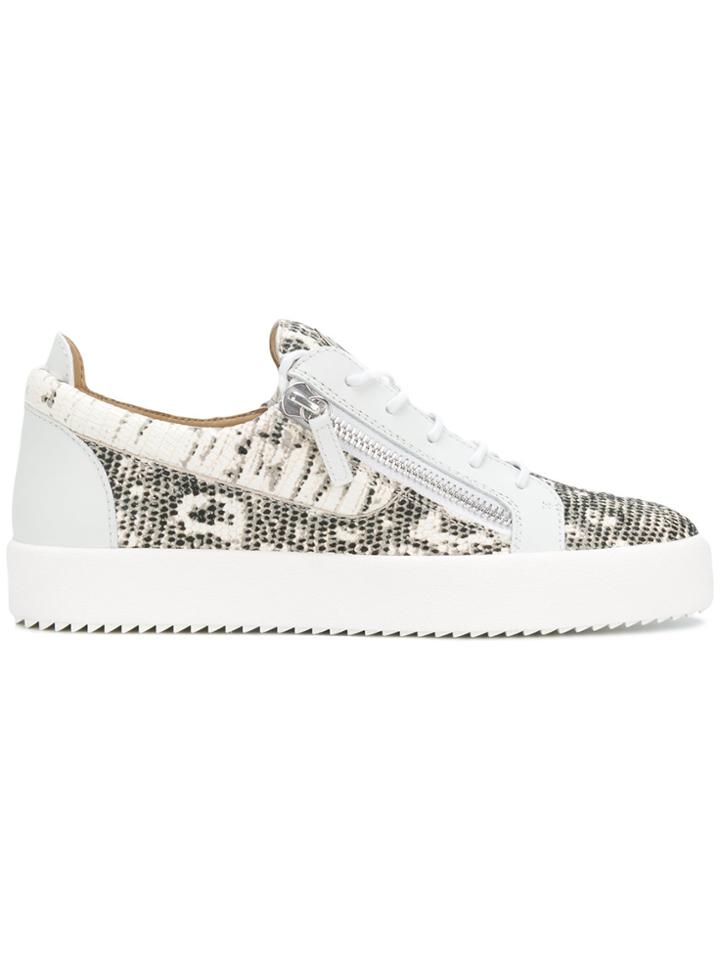 Giuseppe Zanotti Design Snake-effect Zipped Sneakers - Nude & Neutrals