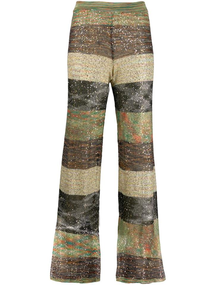 Missoni Sequin Embellished Striped Trousers - Green