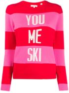 Chinti & Parker Striped Slogan Knit Sweater - Red