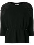 Chloé - Lace Trim Sweater - Women - Cashmere/merino - Xs, Black, Cashmere/merino