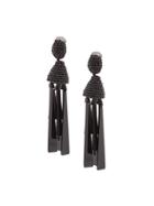 Oscar De La Renta Tassle Clip-on Earrings - Black