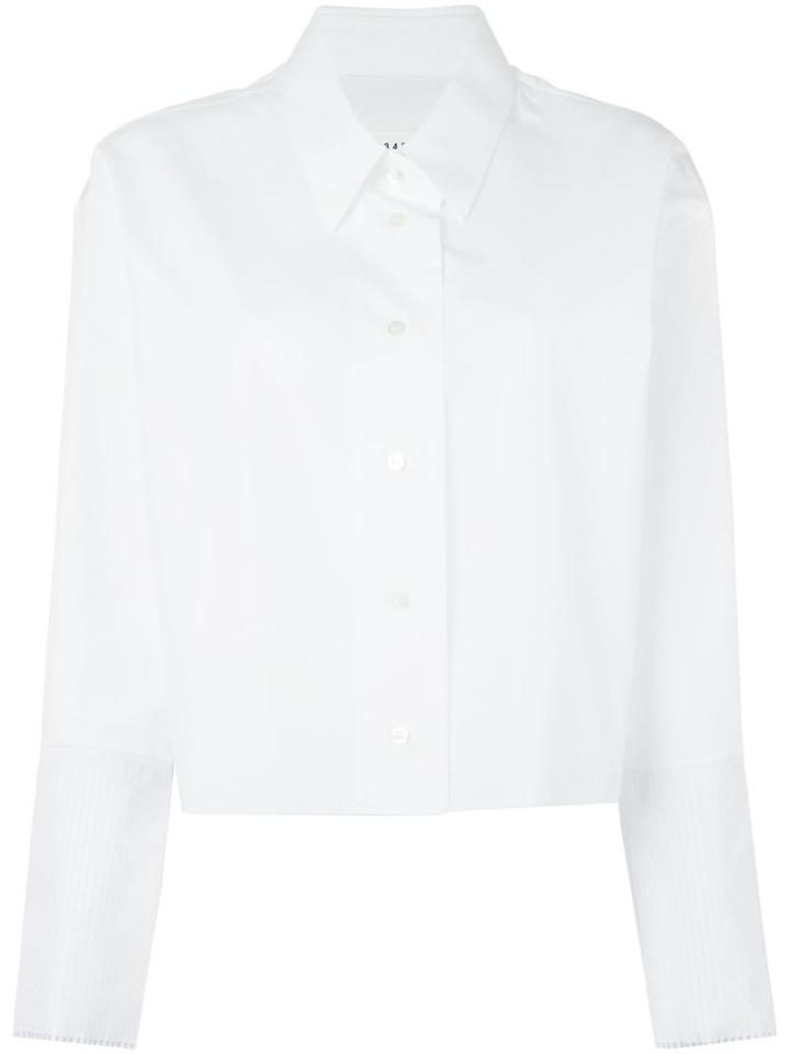 Maison Margiela Cropped Long Sleeve Shirt, Women's, Size: 38, White, Cotton