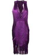 Tom Ford Fringed V-neck Dress - Purple