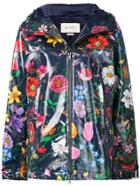 Gucci Floral Print Parka Coat - Blue