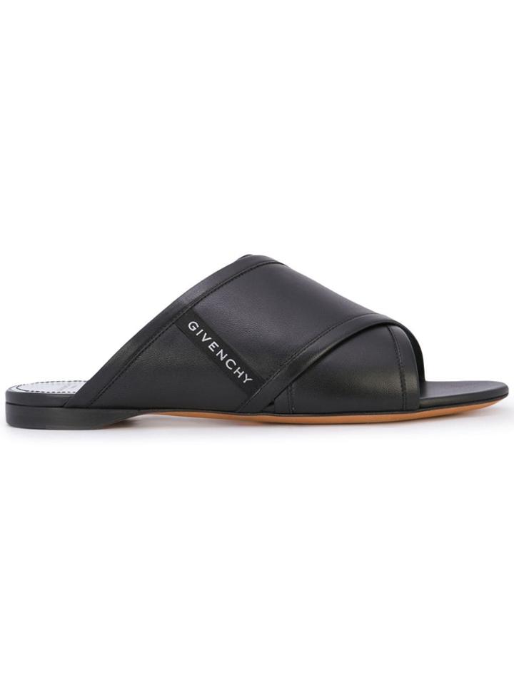 Givenchy Crossover Flat Sandals - Black