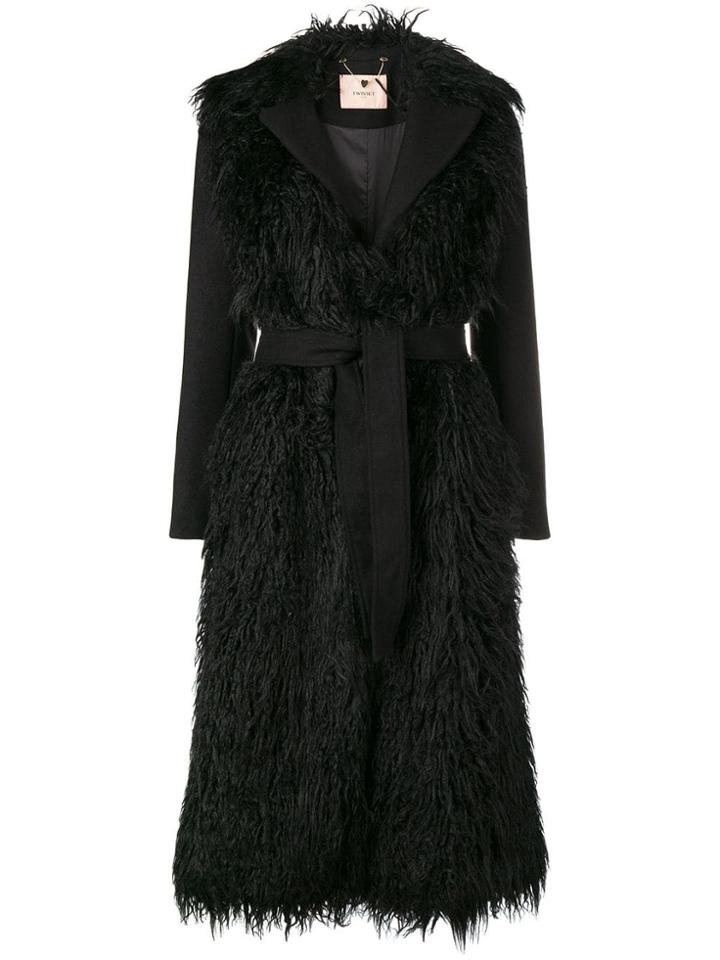 Twin-set Long Belted Coat - Black