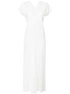 Helmut Lang - V-neck Flared Dress - Women - Acetate/viscose - Xs, Nude/neutrals, Acetate/viscose