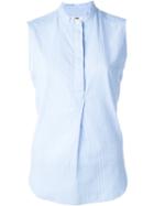 Ymc Striped Sleeveless Shirt, Women's, Size: 8, Blue, Cotton
