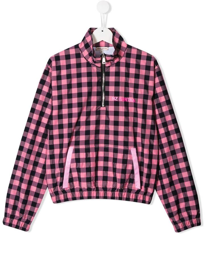 Natasha Zinko Kids Teen Grungy Check Sweatshirt - Pink