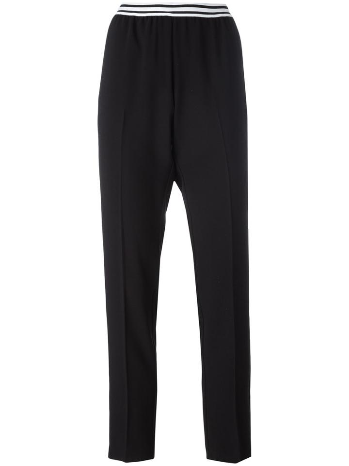 Ermanno Ermanno Elasticated Cropped Tapered Trousers, Women's, Size: 40, Black, Polyester/acetate/polybutylene Terephthalate (pbt)