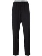 Ermanno Ermanno Elasticated Cropped Tapered Trousers, Women's, Size: 40, Black, Polyester/acetate/polybutylene Terephthalate (pbt)