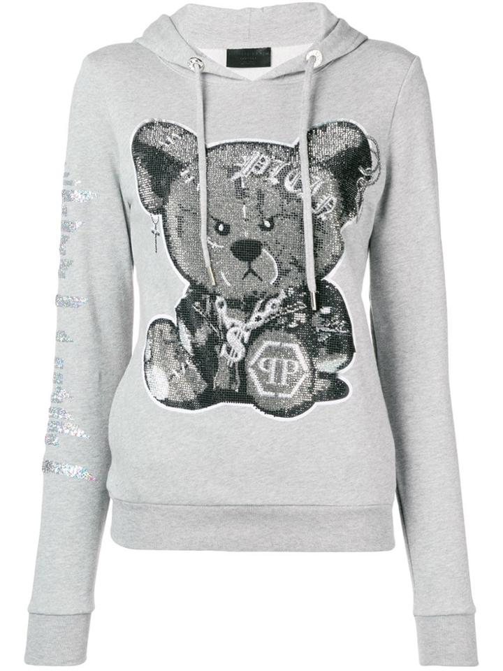 Philipp Plein Logo Print Hoodie - Grey