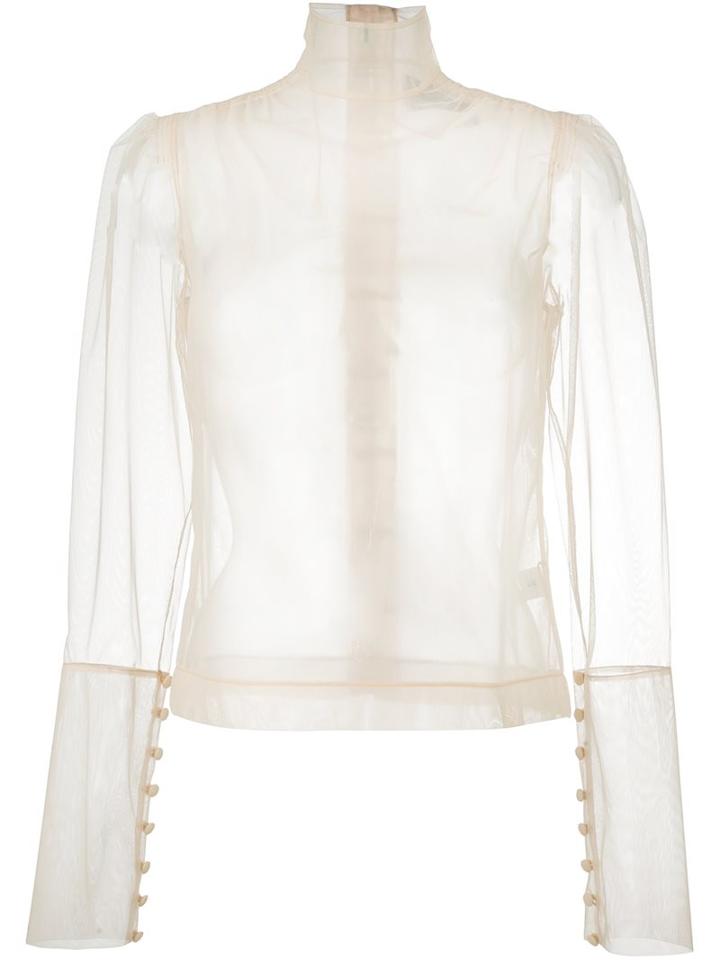 Simone Rocha Sheer Blouse, Women's, Size: 12, Nude/neutrals, Polyamide