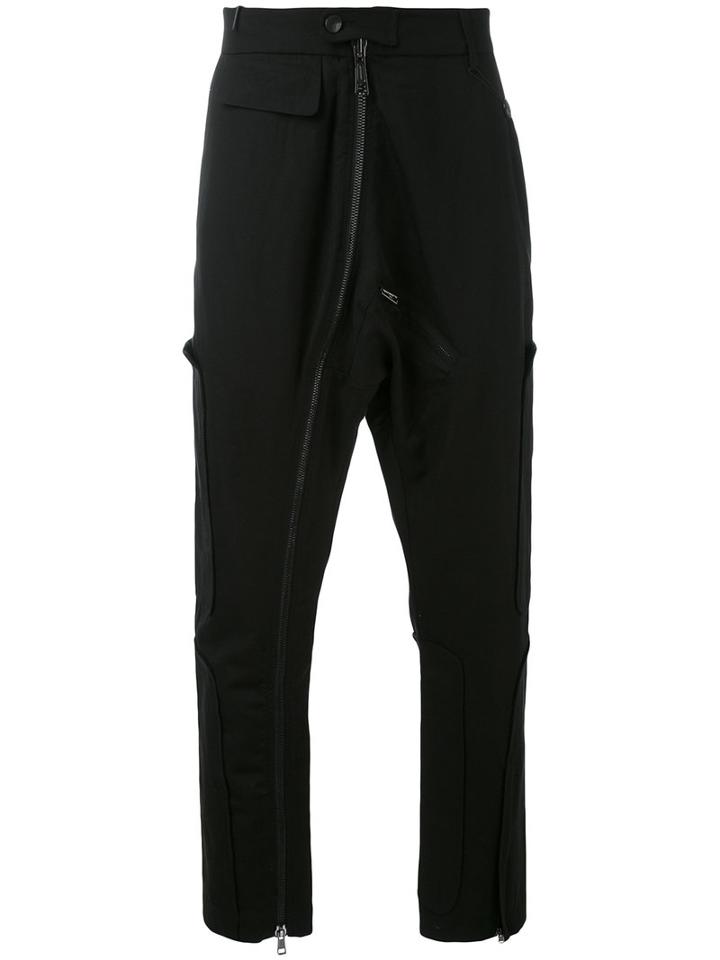 Tom Rebl - Drop Crotch Straight Trousers - Men - Cotton/linen/flax - 50, Black, Cotton/linen/flax