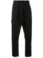 Tom Rebl - Drop Crotch Straight Trousers - Men - Cotton/linen/flax - 50, Black, Cotton/linen/flax