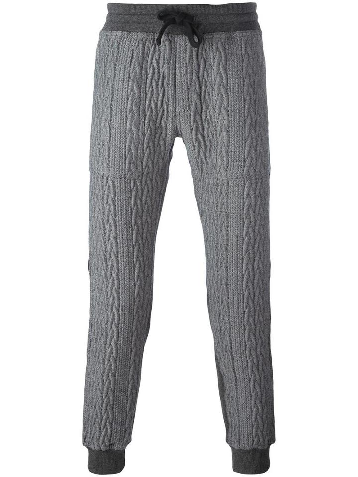 Christian Pellizzari Cable Knit Track Pants, Men's, Size: 46, Grey, Wool/acrylic/polyester/cotton