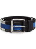 Burberry Striped Check Jute Cotton Belt - Blue