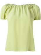 Etro Pleated Trim Blouse, Women's, Size: 40, Green, Silk