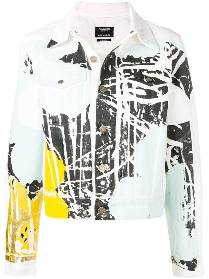Calvin Klein 205w39nyc Floral Colour-block Denim Jacket - White