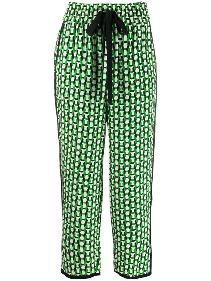 Dvf Diane Von Furstenberg Lulu Crepe De Chine Cropped Trousers - Green