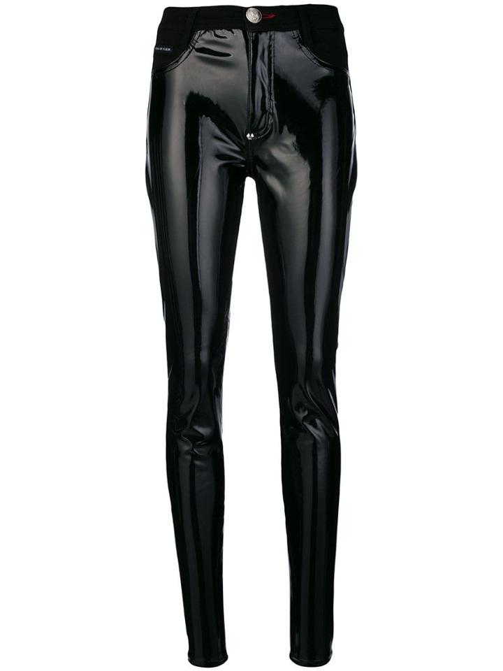 Philipp Plein Skinny Vinyl Trousers - Black