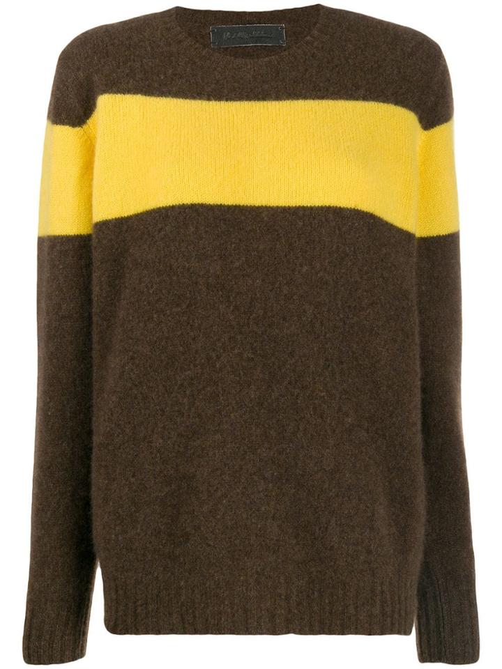 The Elder Statesman Contrast Stripe Jumper - Brown