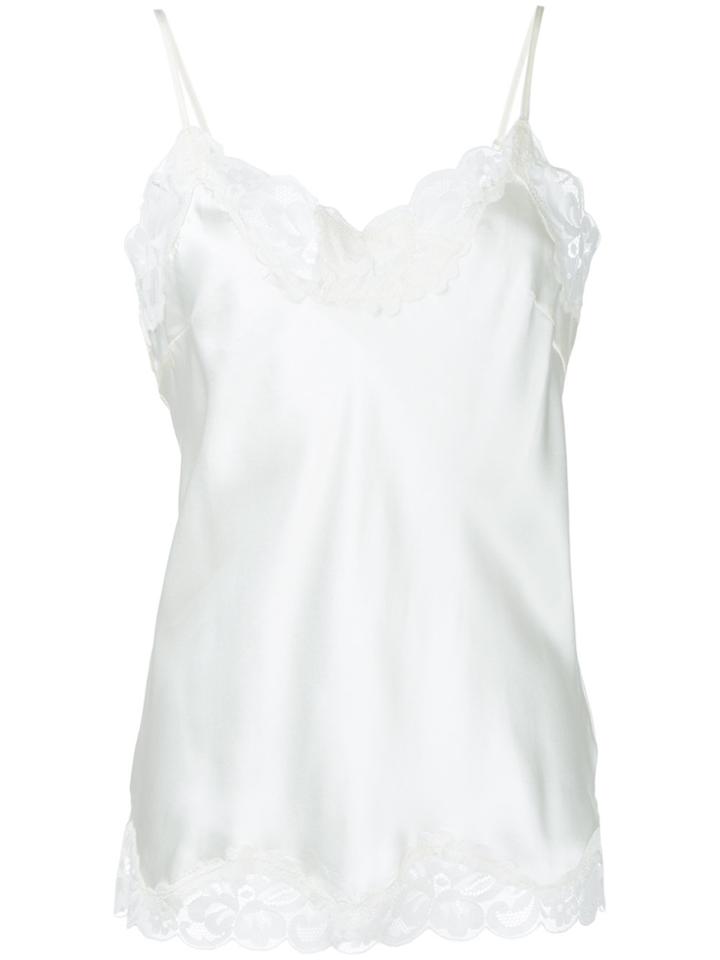 Gold Hawk Lace Trim Cami Top - White