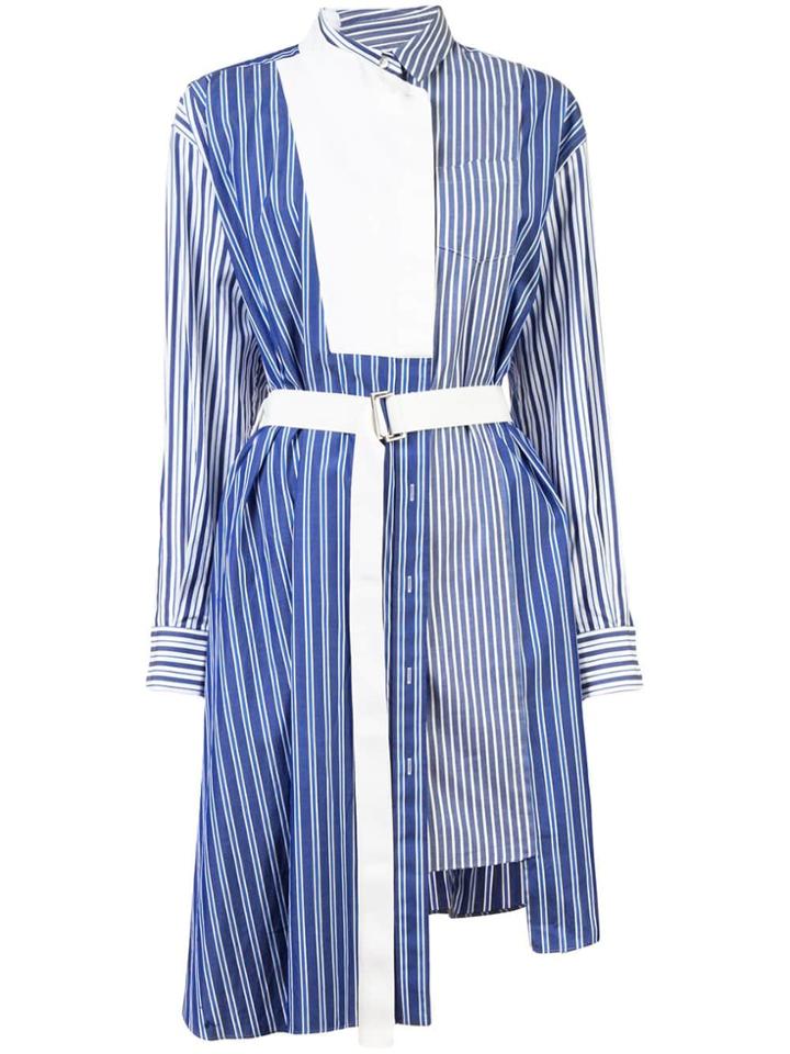 Sacai Striped Asymmetric Shirt Dress - Blue