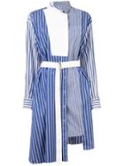 Sacai Striped Asymmetric Shirt Dress - Blue