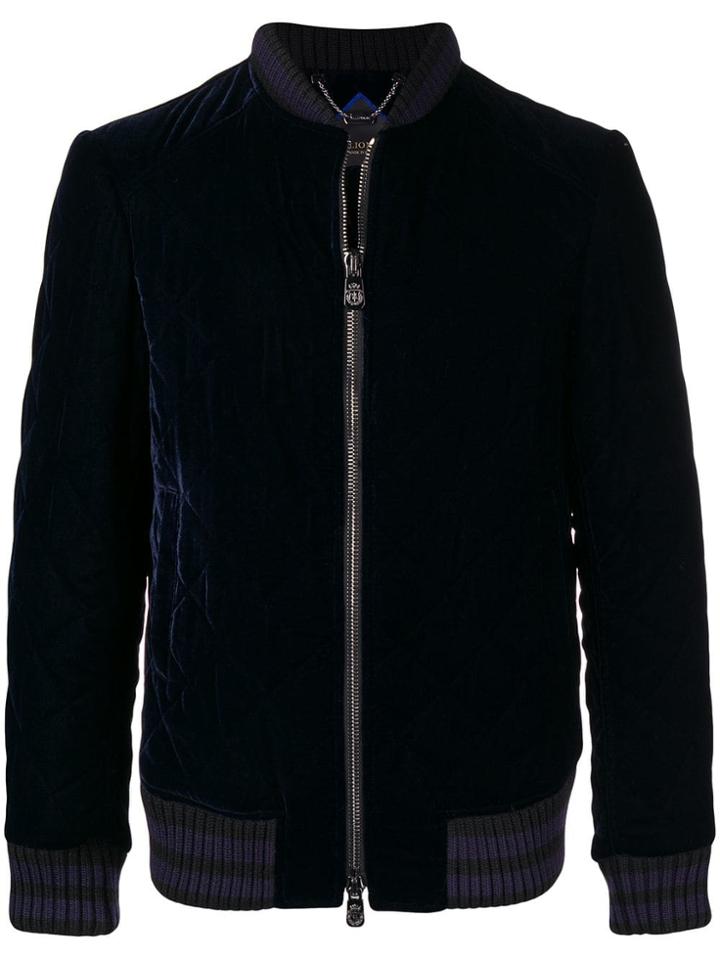 Billionaire Velvet Bomber Jacket - Blue